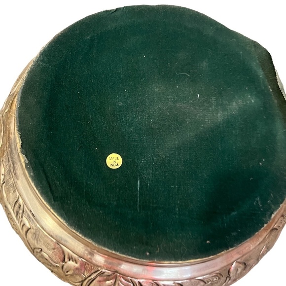 Handcrafted 12" Flower Design Ethnic Silver Bowl Brass Vase Decor, - Picture 5 of 6